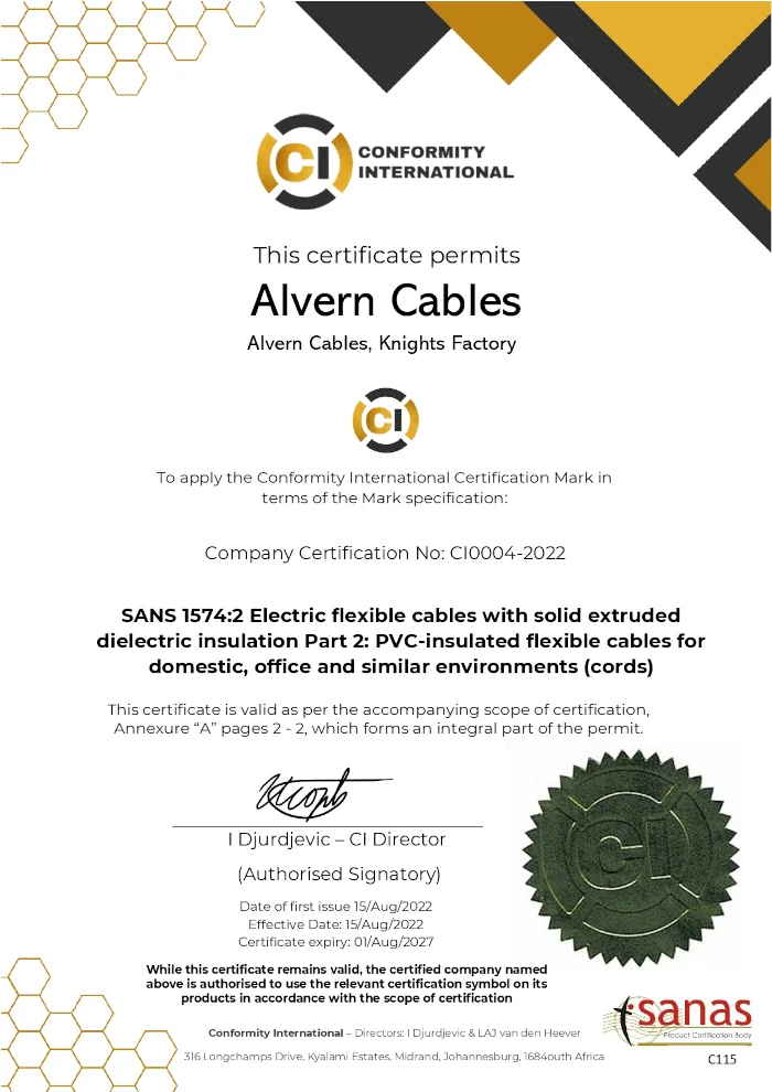 SANS-1574-2:2017 Certificate